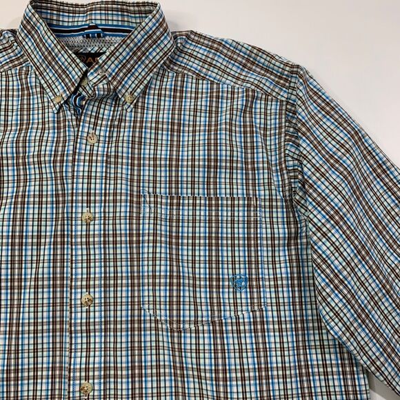 Ariat Shirt Mens Medium Pro Series Plaid Western Cowboy Button Down Chest Pocket - Picture 3 of 9